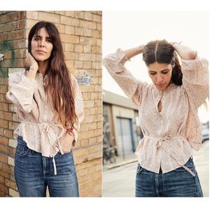 DOEN Silk Floral Button Down Blouse
